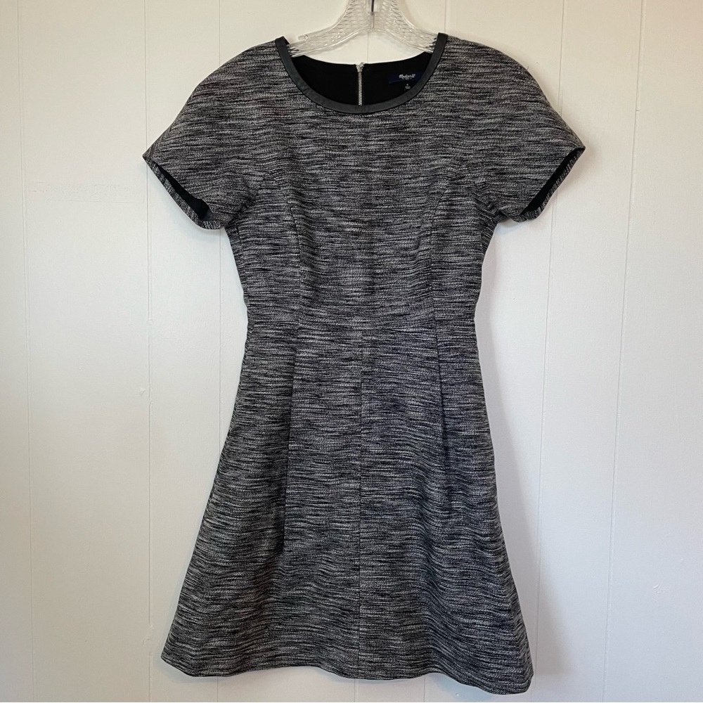 Madewell Tweed Short Sleeve A line Dress size 0 exposed Zipper and pockets